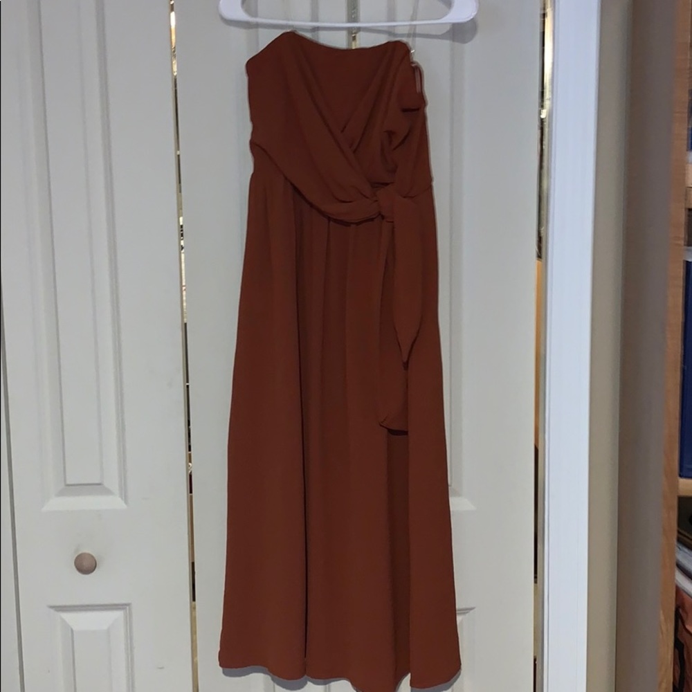 Burnt Orange Strapless Midi Dress... Never Worn